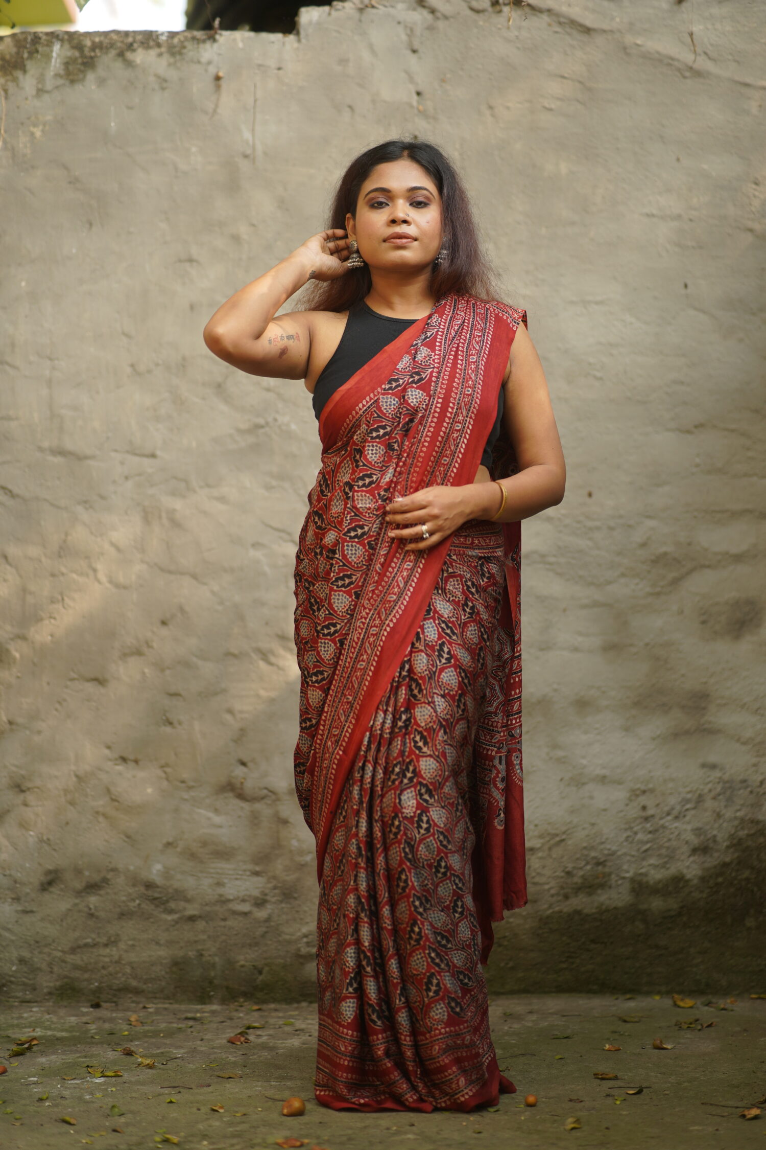 HAND BLOCK PRINTED NATURAL DYED PURE MODAL SILK